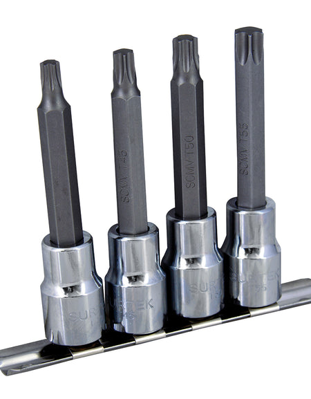 Surtek Juego de 4 dados punta larga Torx® 1/2"