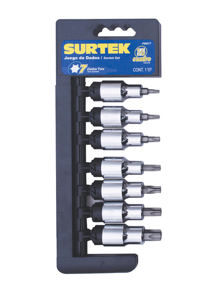 Surtek Juego de 7 dados punta Torx® 1/2" caja