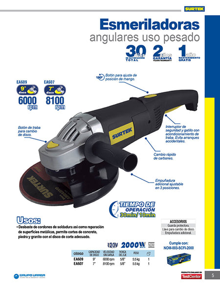 Surtek Esmeriladora angular 7" 2000W