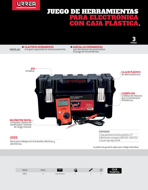 Juego de 3 herramientas para electrónica Urrea