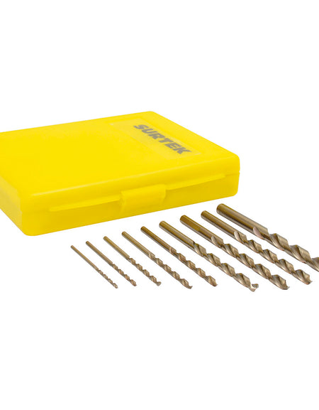 Juego de 10 brocas acero alta velocidad con cobalto Surtek