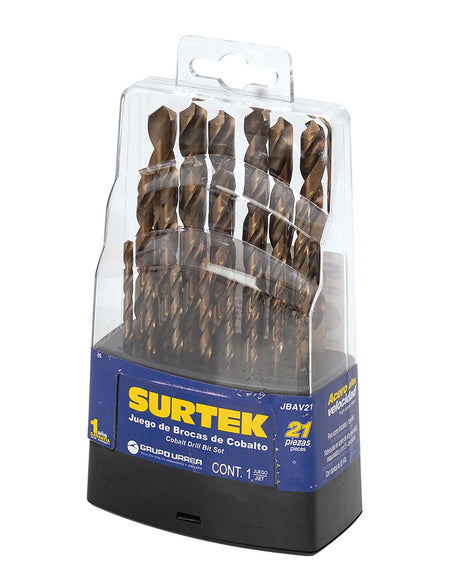 Surtek Juego 21 brocas acero de alta velocidad con cobalto