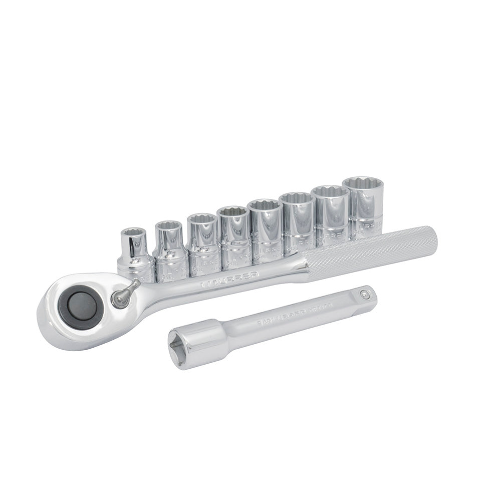 Juego de 10 dados y accesorios en pulgadas 1/2" Urrea