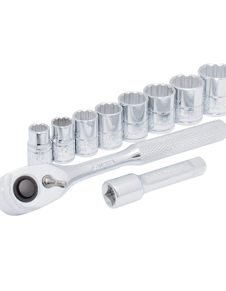 Juego de 10 dados y accesorios métricos 3/8" Urrea