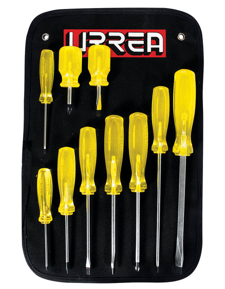Juego de 10 destornilladores ámbar combinado Urrea