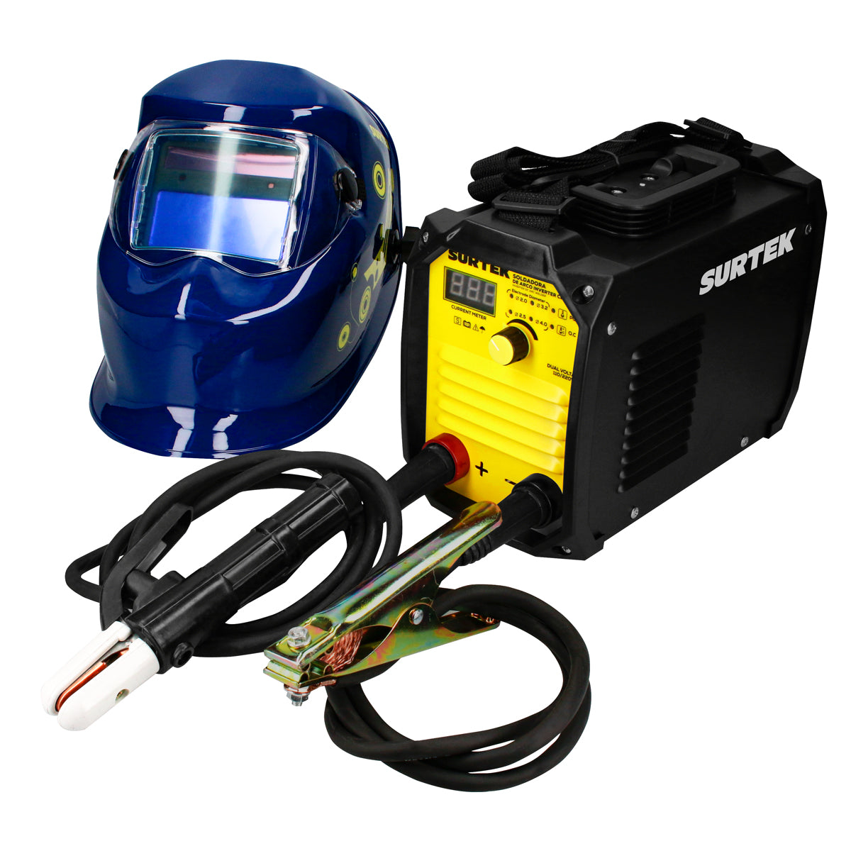 Surtek Juego de soldadora invertar con careta electrónica 2 piezas