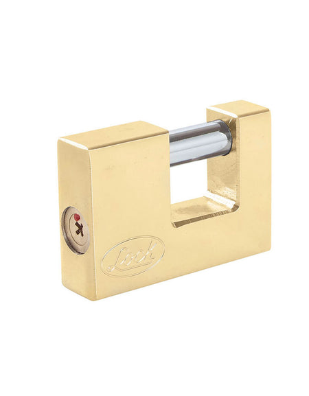 Candado acero cortina llave tetra 70mm latón brillante Lock