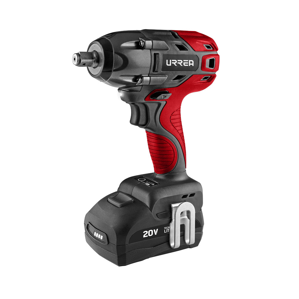 Pistola de impacto inalámbrica Urrea con cuadro de 1/2", voltaje de carga de 120 V, voltaje de batería de 20 V, torque máximo de 170 Nm, velocidad máxima de 2 200 rpm, 3000 i/m Urrea