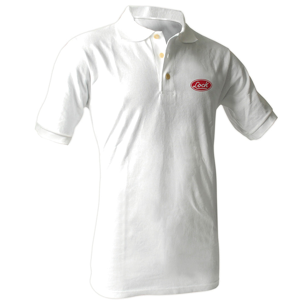 Playera tipo polo Lock blanca talla CH Lock