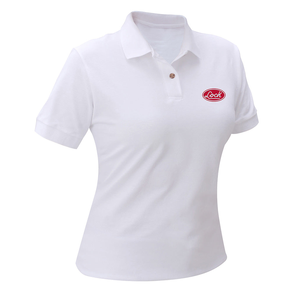 Playera tipo polo para dama Lock blanca talla M Lock