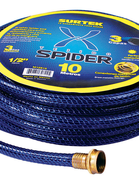 Surtek Manguera Spider 1/2" armada, conector metálico 25m