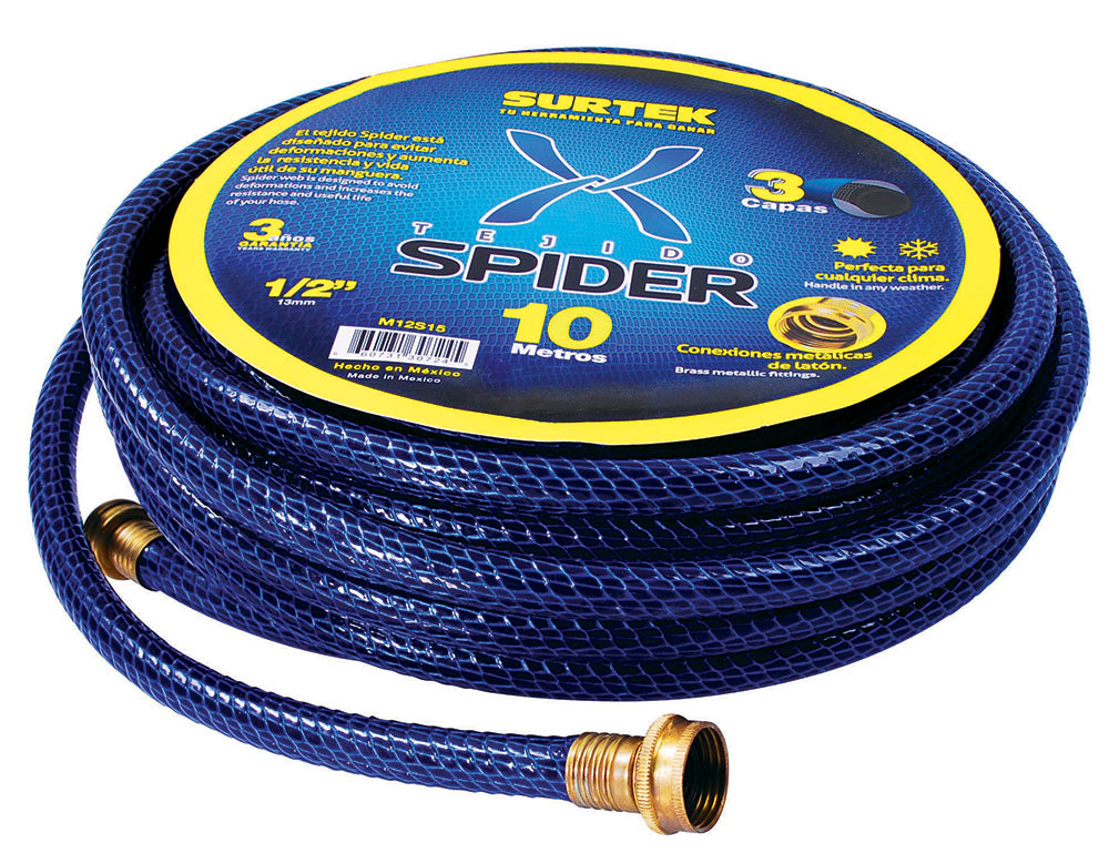 Surtek Manguera Spider 1/2" armada, conector metálico 25m
