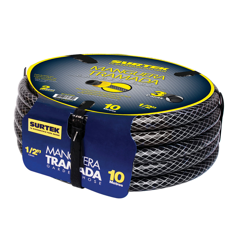 Surtek Manguera tramada gris 1/2" armada conector plást 15m