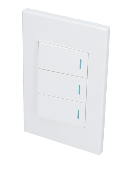 Placa con 3 apagadores blanco 1/3 Surtek.