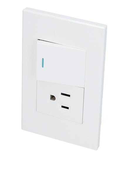 Placa con 1 apagador y 1 contacto blanco 1/2 Surtek.