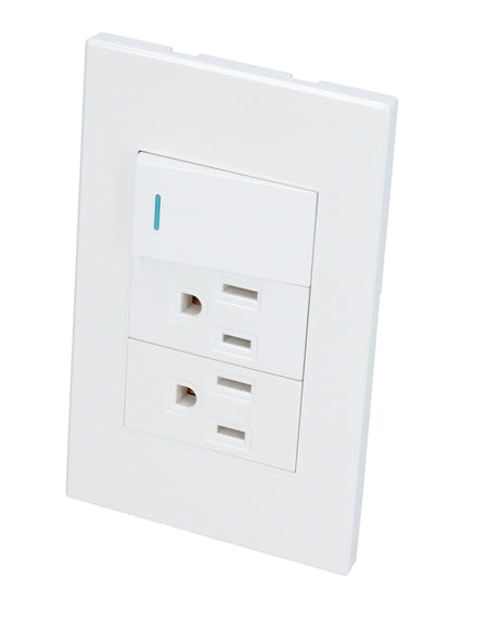 Placa con 1 apagador y 2 contactos blanco 1/3 Surtek.