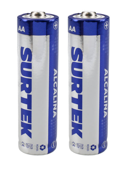 Pilas alcalinas AA blíster con 2 piezas Surtek.