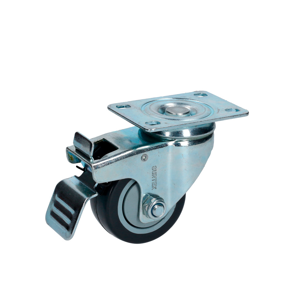 Rodaja polipropileno y poliuretano giratoria freno 3" Surtek