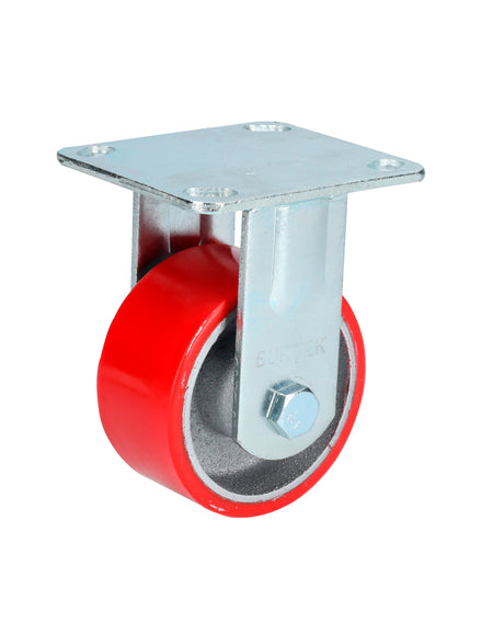 Rodaja de hierro con poliuretano fija de 4" Surtek