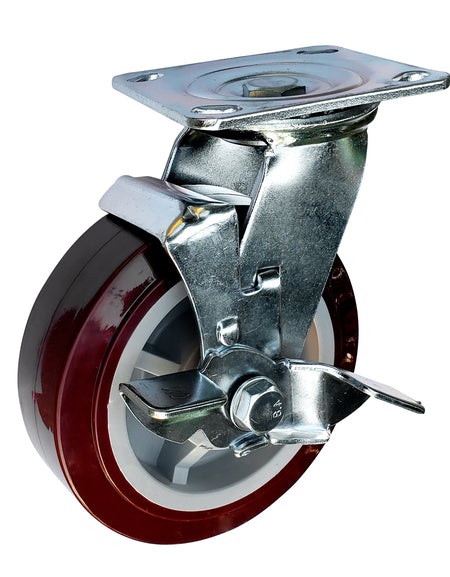 Rodaja de PU marrón giratoria con freno 8" Surtek