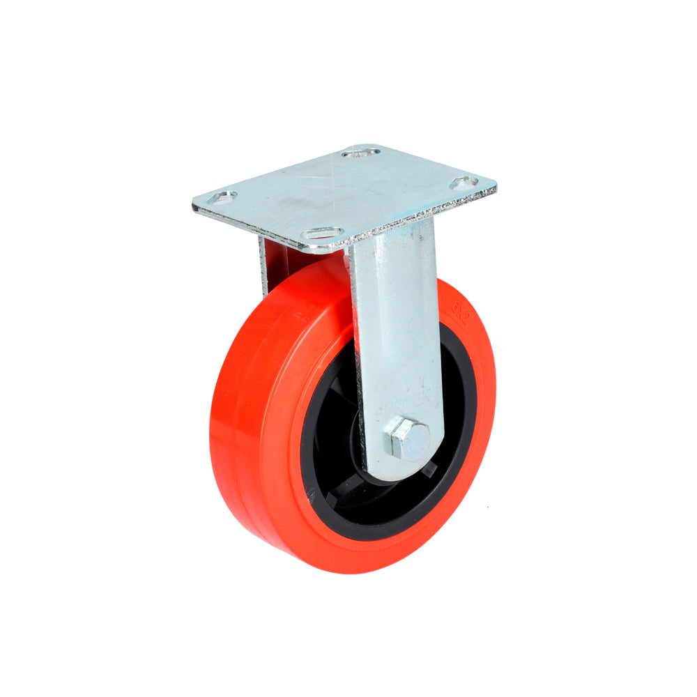 Rodaja de polipropileno y poliuretano rojo fija de 6" Surtek