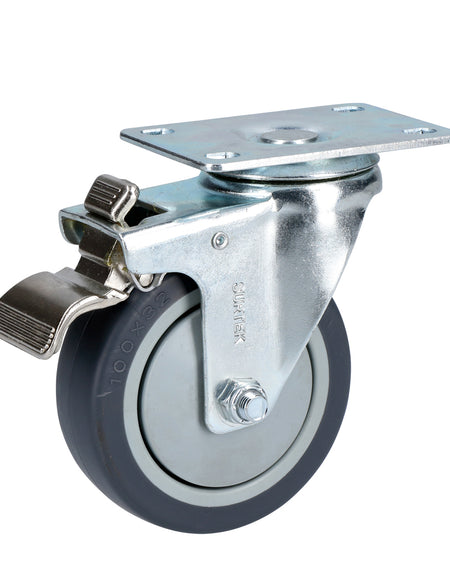 Rodaja polipropileno y TPR giratoria con freno de 3" Surtek