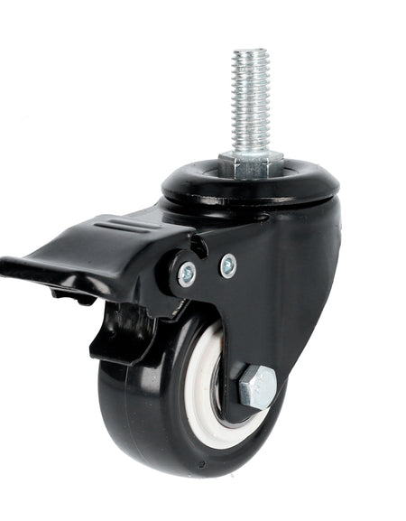 Rodaja de PVC negro espiga roscada con freno 2-1/2 Surtek