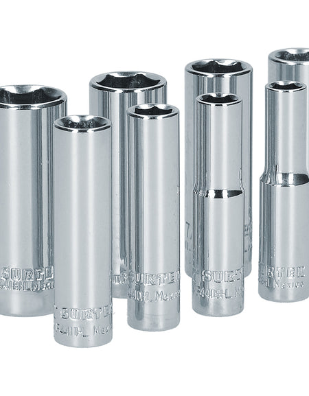 Juego de 8 dados largos en pulgadas 1/4" Surtek