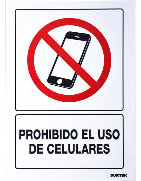 Señal "Prohibido el uso de celulares" Surtek