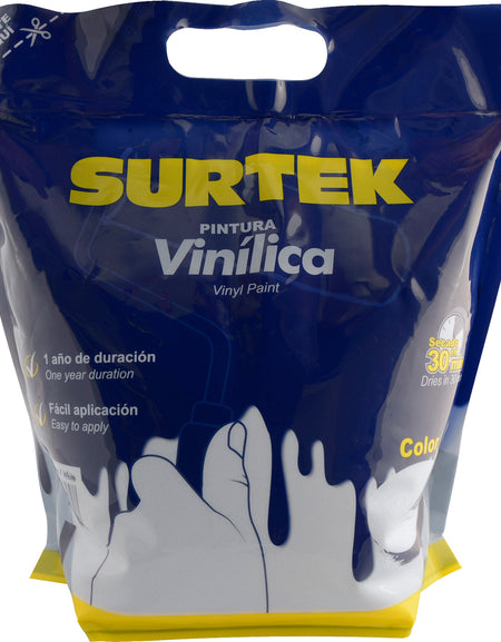 Surtek Pintura vinílica en bolsa , 3.7 Litros , Blanco