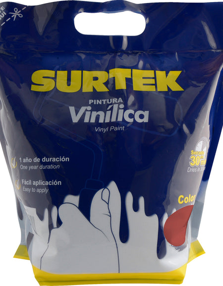 Surtek Pintura vinílica en bolsa , 3.7 Litros , Rojo óxido