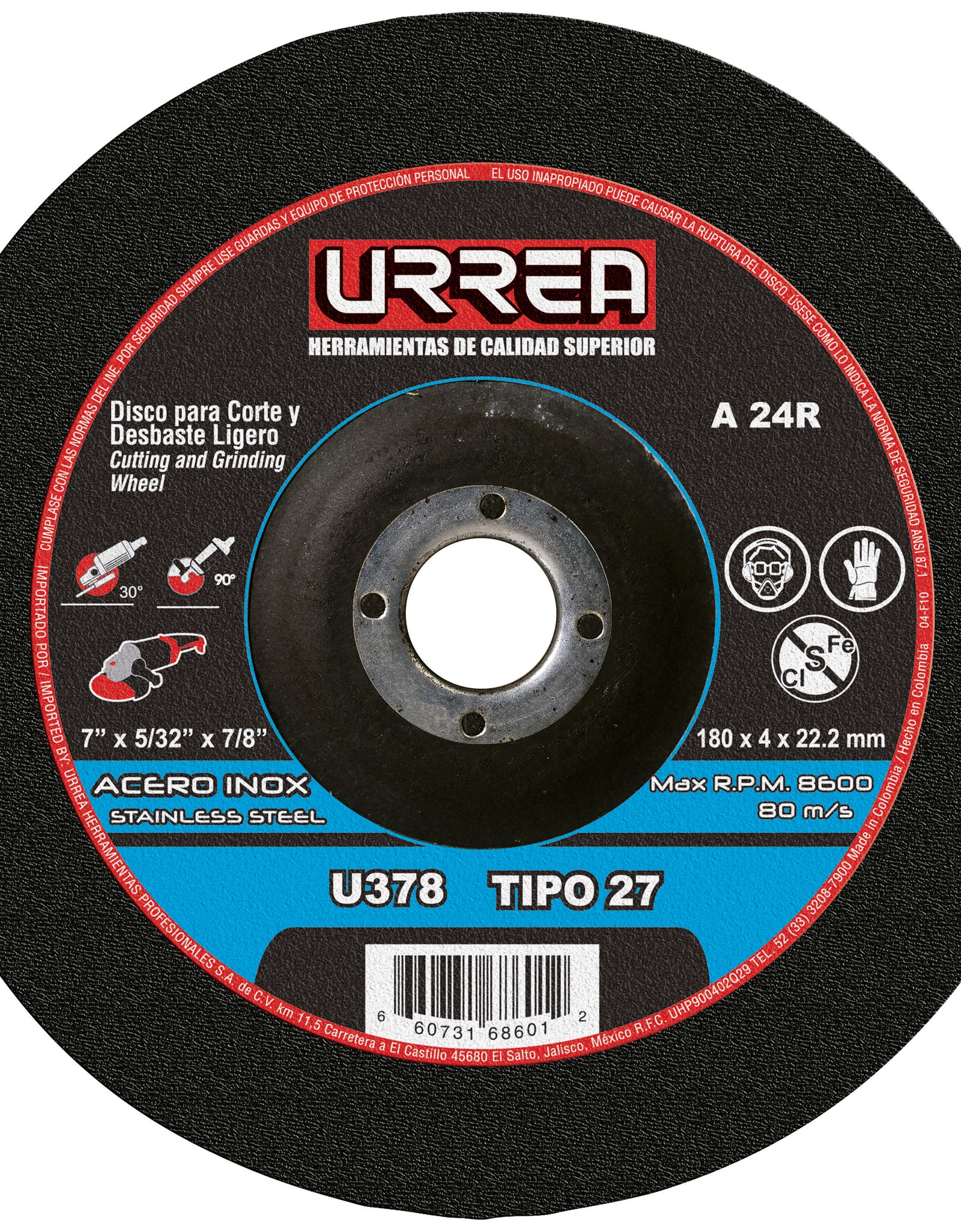 Disco t/27 inox 7x5/32"e/pes Urrea